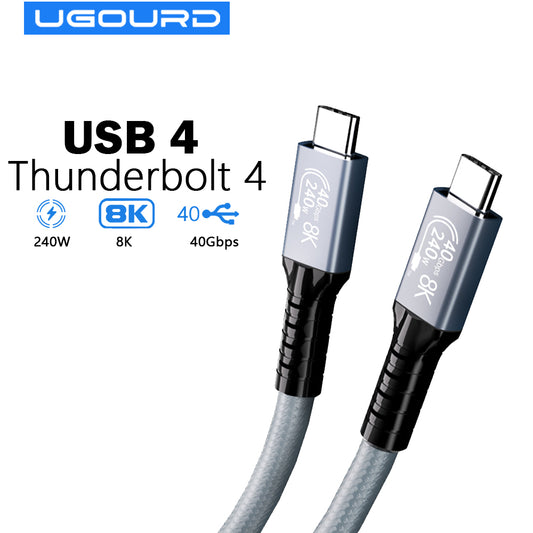 CABLE USB C a C, Soporta 240W de Potencia, Carga Rápida, Compatible USB4, Thunderbolt 3 y 4.